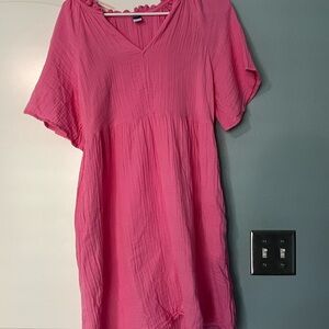 Old Navy Pink Textured V-Neck Dress